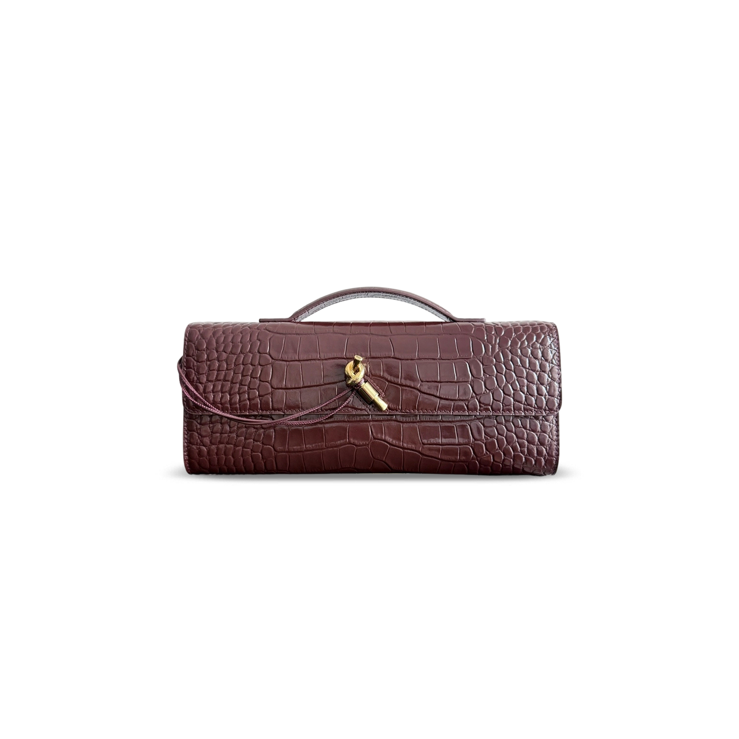 BOTTEGA VENETA ANDIAMO CLUTCH CROCODILE-EMBOSSED 741511 (31*13*3cm)